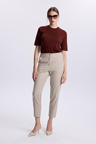 Zühre Beige Skinny Leg Trousers P-0203