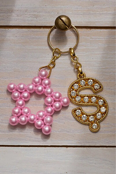 Talinhandmade ميدالية مفاتيح على شكل نجمة ذهبية وردي قطعة واحدة بسلسلة طويلة