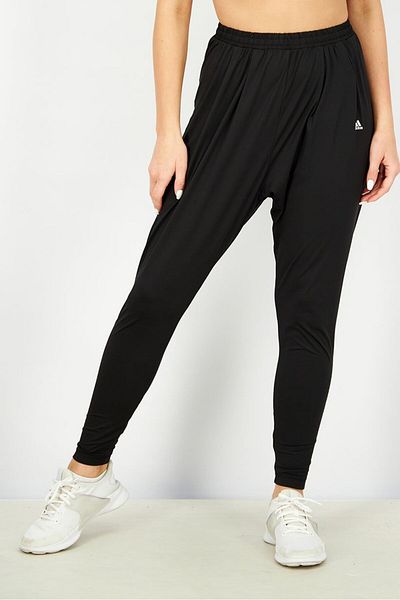 adidas Women Pull On With Graphic Brand Yoga Pants, Black