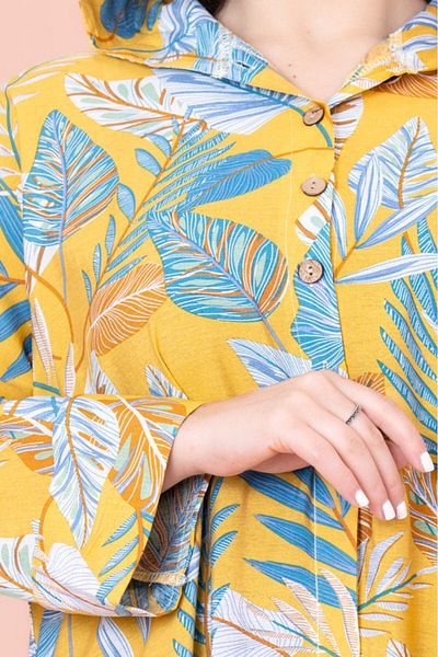 IKKXA Floral Printed Hoodie Jalabiya