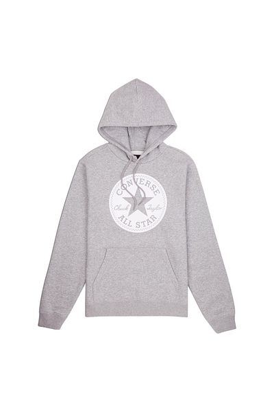 converse STANDARD FIT CENTER FRONT CHUCK PATCH KNOCK OUT PRINT PO HOODIE BB unisex sweatshirt Gray