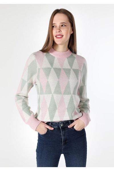 Colin's Pulover de damă cu decolteu rotund cu model - multicolor
