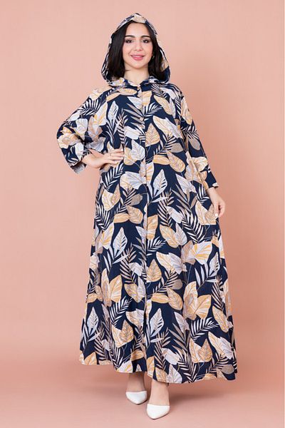 IKKXA Floral Printed Hoodie Jalabiya