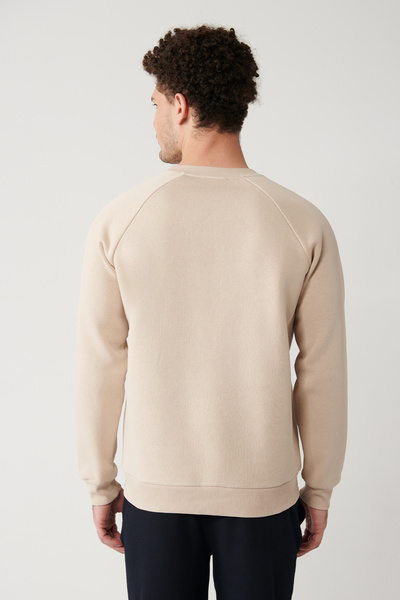 Avva Erkek Bej Bisiklet Yaka 3 İplik Şardonlu Sweatshirt A32Y1293