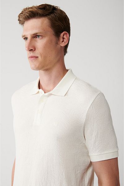 Avva Weißes Herren-T-Shirt mit Polokragen aus 100 % Baumwolle mit 3 Knöpfen, A31y1194