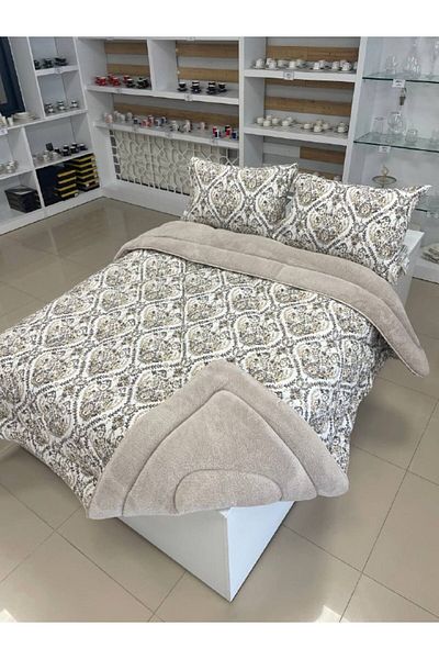 argehome Double Double Sided Luxury Welsoft Elite Quilt Soft Fleece Quilt and Pillow Case Aksu Beige
