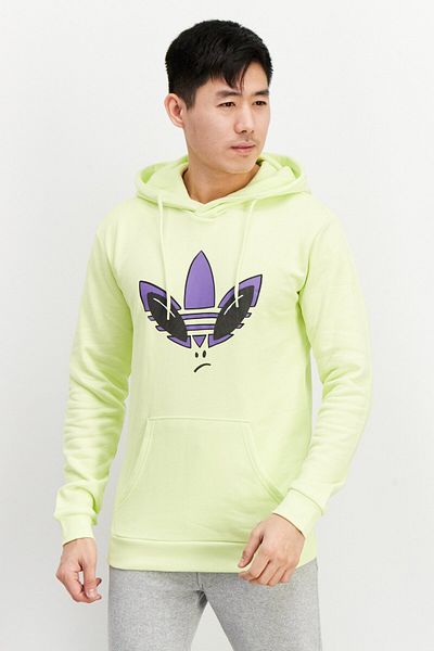 Adidas Originals Men Sportswear Fit Hooded Long Sleeve Sweatshirt, Neon Yellow