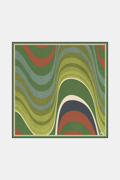 Vakko وشاح من نسيج التويل بنمط هندسي أخضر