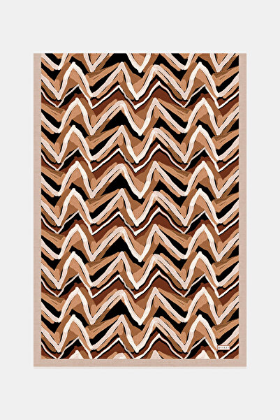 Vakko Brown Geometric Patterned Twill Shawl