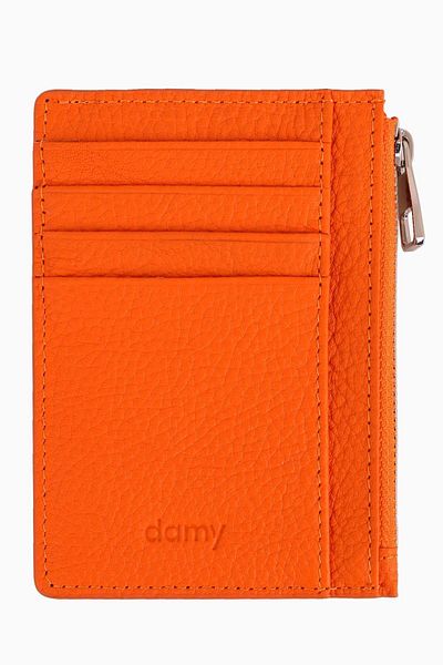 DAMY Genuine Leather Minimal Card Holder Wallet 589 - Orange