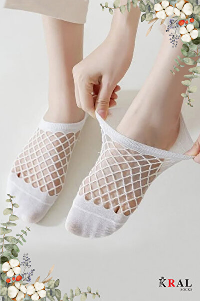 KRAL SOCKS Women's Booties (6 Pairs) Quarter Socket Mesh Model Cotton Anti-Sweat Socks Set