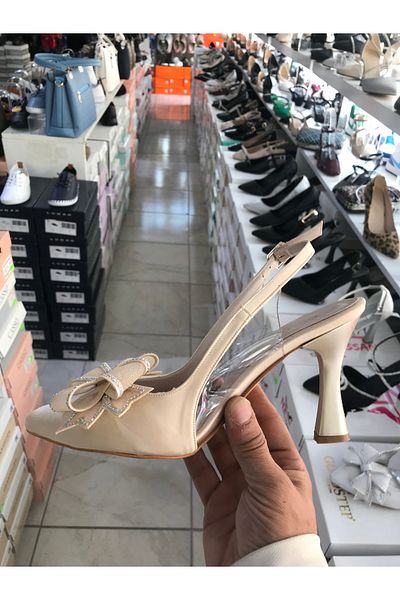 Brs Satin Bow Transparent Evening Dress Shoes