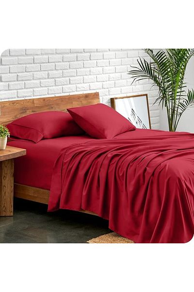 Kotonia Home Bed Sheet, 100% Cotton, Olandina Color, 220x240 Cm, Red