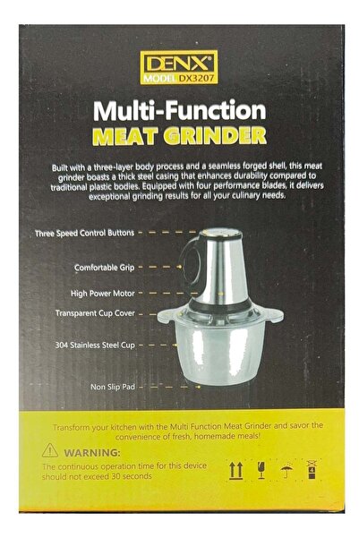 Denx 2 Liter Stainless Steel Electric Meat Grinder and Vegetable Slicer, Electric Meat Chopper Grinder