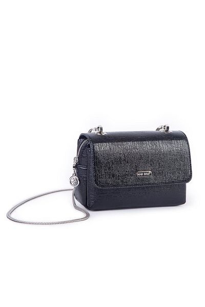 Nas Bag Geantă de umăr și crossbody cu lanț mini pentru femei, neagră (19x10 cm)