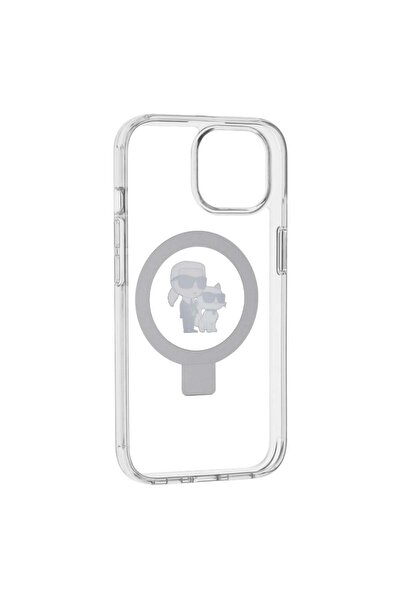 Karl Lagerfeld Husă pentru iPhone 15, Husă rigidă cu inel și suport MagSafe, Karl Lagerfeld - Albă