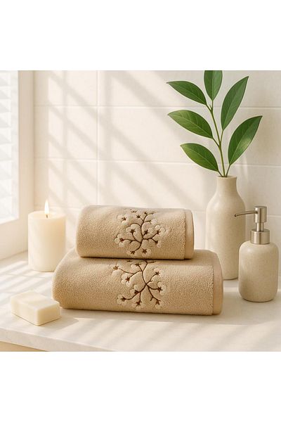 Lucy and Home Spring Touch, Microcotton Embroidered Towel Set 60X110Cm +40X60Cm