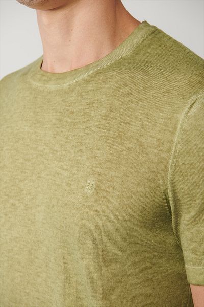 Avva Ανδρικό T-shirt Khaki Crew Neck Garment Dyed T-shirt A41y5074