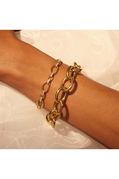 1'ASLAN Parte Di Me Bibbiena Poppi Adriane Gliederarmband aus 925er Sterlingsilber, vergoldet, Pdm32132
