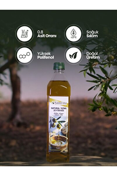 SAİM USTA Soğuk Sıkım Natürel Sızma Zeytinyağı 1Lt
