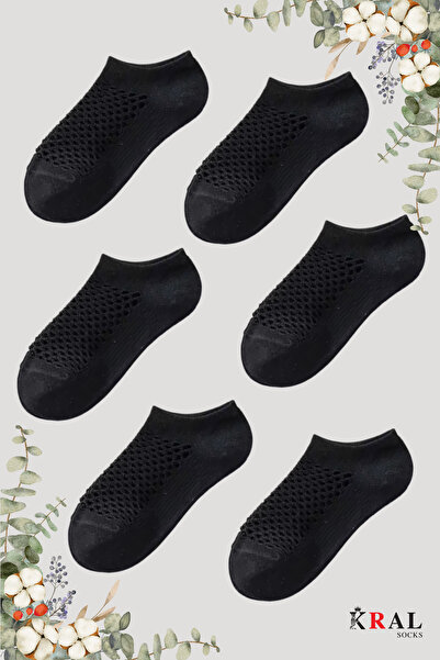 KRAL SOCKS Дамски ботуши (6 чифта) Четвърт чорап, мрежест модел, комплект памучни чорапи, които не изпотяват