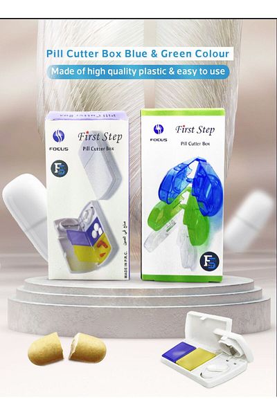 First Step Pill Cutter – Compact Pill Splitter with Stainless Blade | Precise & Portable (2 Colors)