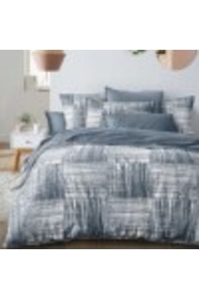 Pucioasa Double bed linen with blue squares pattern