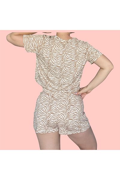 Merlot T-Shirt Shorts Knitted Pajama Set