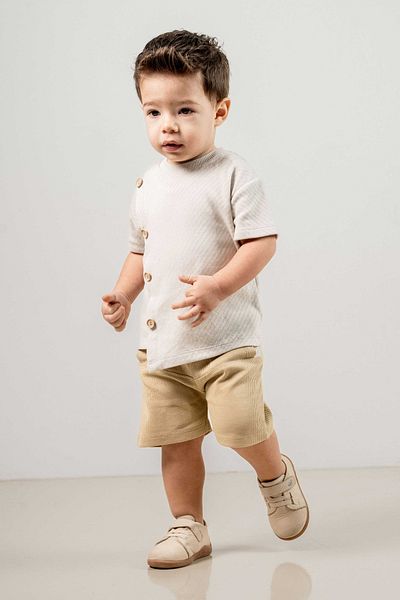 bombe Baby Kids Girls Boys Khaki-Gray Bottom Top Double Set