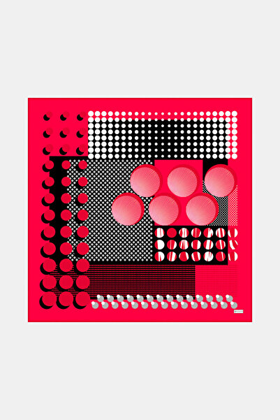 Vakko AÇIK KIRMIZI GEOMETRİK DESENLİ TWILL EŞARP