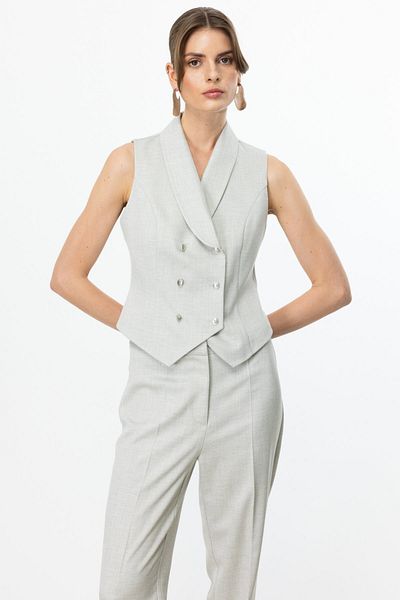 Ekol Double Breasted Collar Buttoned Vest