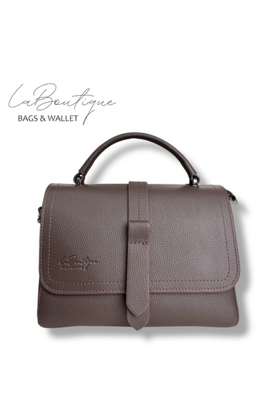 LA BOUTIQUE حقيبة LB جلد 100% D-2300 بني