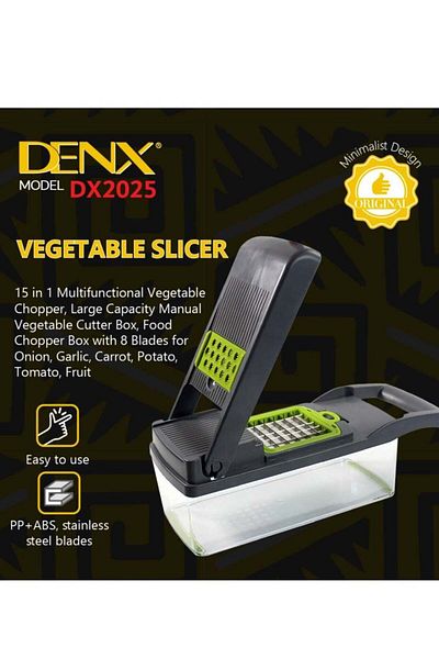 Denx 15 في 1 محضر طعام متعدد الوظائف ومفرمة خضروات مع حاوية وسلة تصريف خضروات