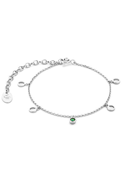 Violet Hamden Luna 925 Sterling Silbernes Armband mit Monden und Grünem Zirko...