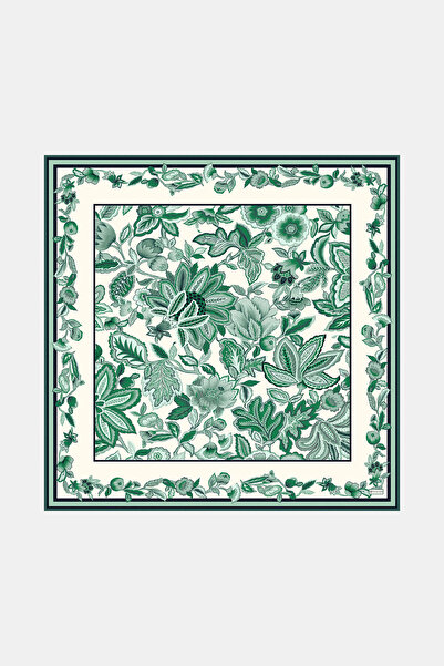 Vakko وشاح من نسيج التويل مزين بالزهور باللون الأخضر الزمردي