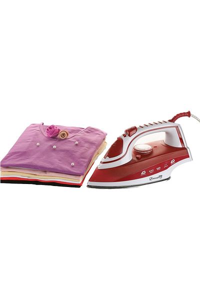 Hausberg Iron Hb-7831rs, 2200w, Stainless Steel Soleplate, Spray Function, 400ml Water Tank, Red