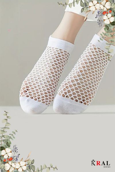 KRAL SOCKS Women's Booties (6 Pairs) Quarter Socket Mesh Model Cotton Anti-Sweat Socks Set