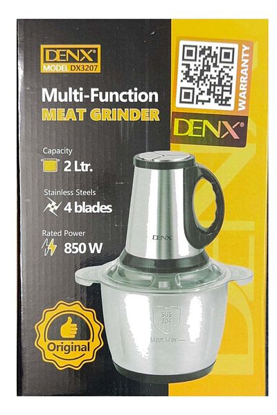 Denx 2 Liter Stainless Steel Electric Meat Grinder and Vegetable Slicer, Electric Meat Chopper Grinder