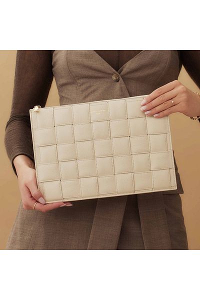 Isabel Bernard Honoré Cosette Creme Gestrickt Kalbsleder Laptop-hülle Ib-cstt-bg