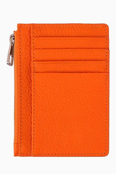 DAMY Genuine Leather Minimal Card Holder Wallet 589 - Orange