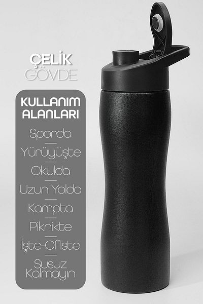 ALASTOR Complete Stainless Steel Flask Wide Mouth Matte Color Sports Flask Waterer 304 Steel Waterer Black 1153
