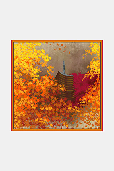 Vakko VİZON ÇİÇEK DESENLİ TWILL EŞARP