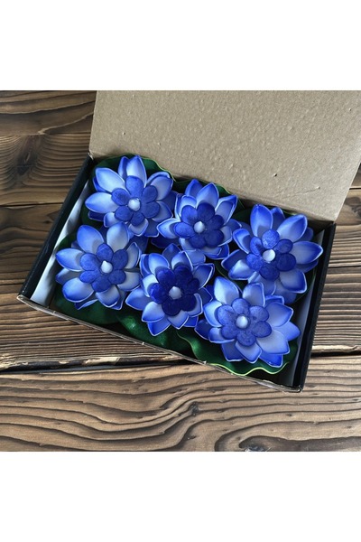 Choice 6pcs Blue 6PCS LED Multicolor Lotus Sensor Night Lamp Floating WaterGl...