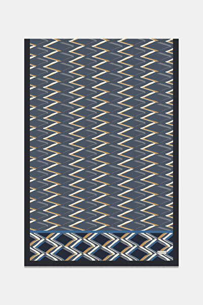 Vakko Anthracite Geometric Patterned Cashmere/Silk Shawl