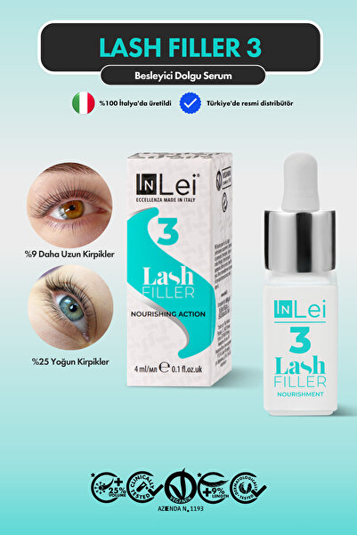İnLei Lash Filler 25.9 4'lü Tam Boy Kirpik Lifting ve Dolgu Solüsyon Seti Vegan Kirpik Bakım ve Uzatma