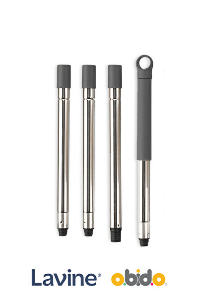 obido Sillgech Fırça - Mop Sopası 4 Parçalı Paslanmaz Çelik Saplı