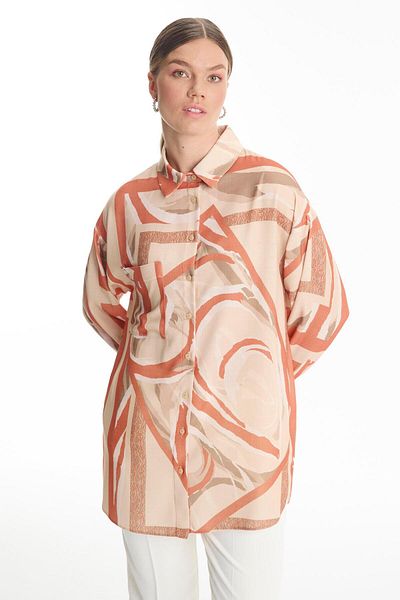 Zühre Patterned Orange Shirt G-0100