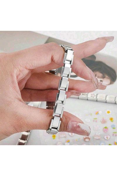 Eva Rose Unengraved Model Stainless Steel Italian Charm Bracelet Nomi Bangle Steel Flexible Bracelet 16-24 cm 9mm