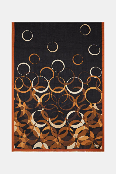 Vakko SİYAH GEOMETRİK DESENLİ VUAL İPEK ŞAL