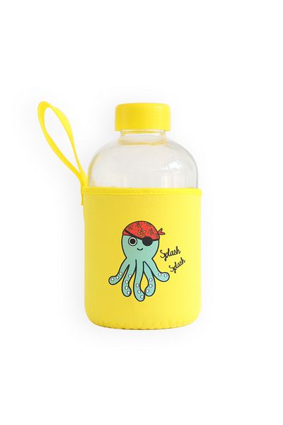 Milk & Moo Milk&moo Sailor Octopus Kids Glass Water Bottles 20 Oz, 600 ml
